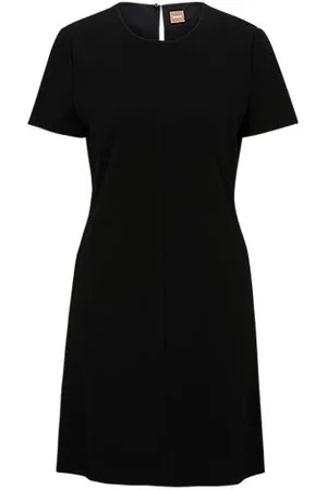 HUGO BOSS Slim-Fit Kleid aus Stretch-Gewebe mit Rundhalsausschnitt