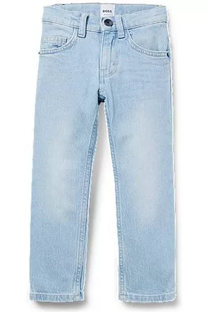 HUGO BOSS Jungen Straight Jeans - Regular-Fit Kids-Jeans aus blauem Super-Stretch-Denim