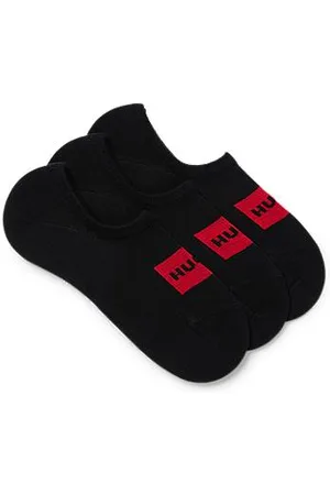 HUGO BOSS Füßlinge mit roten Logo-Labels im Dreier-Pack