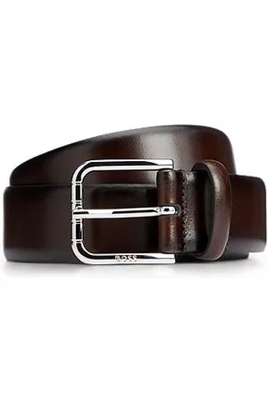 HUGO BOSS Herren Gürtel - In Italien gefertigter Gürtel aus poliertem Leder mit Logo-Dornschließe