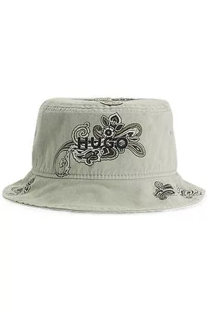 HUGO BOSS Herren Hüte - Fischerhut aus Baumwoll-Twill mit Paisley-Motiv und Logo