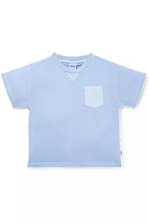 HUGO BOSS Jungen Shirts - Kids-T-Shirt aus Baumwolle in verwaschener Optik mit Logo-Stickerei
