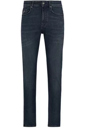 HUGO BOSS Herren Stretch Jeans - Tapered-Fit Jeans aus grauem Super-Stretch-Denim
