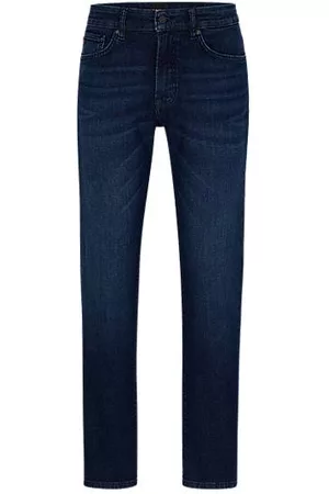 HUGO BOSS Maine Dunkelblaue Regular-Fit Jeans aus bequemem Stretch-Denim