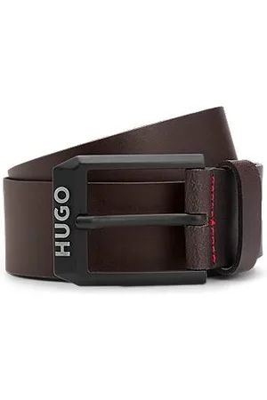 HUGO BOSS Ledergürtel mit mattschwarzer Logo-Schließe