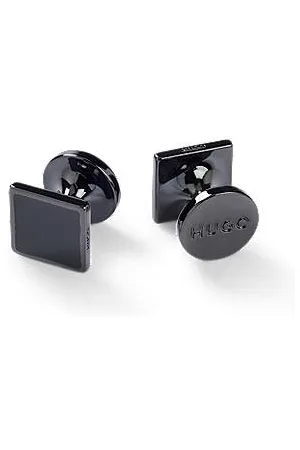 HUGO BOSS Viereckige Manschettenknöpfe mit Emaille-Einsatz und Logo