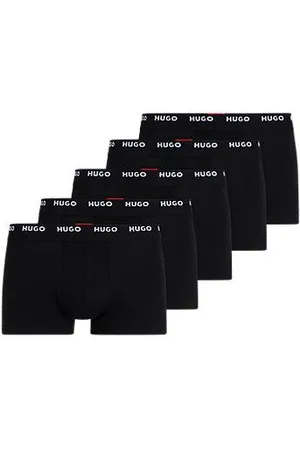 HUGO BOSS Fünfer-Pack eng anliegende Boxershorts aus Stretch-Baumwolle mit kurzem Bein und Logos am Bund