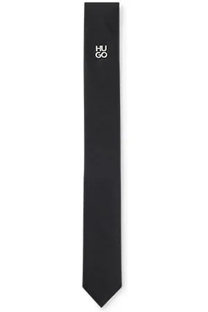HUGO BOSS Krawatte aus Jacquard mit metallenem Stack-Logo-Akzent