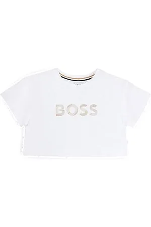 HUGO BOSS Kids-T-Shirt aus Stretch-Baumwolle mit Metallic-Logo-Print