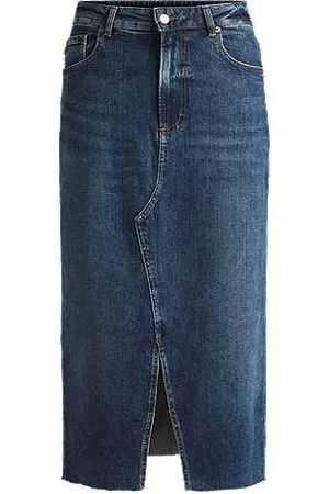 HUGO BOSS Midirock aus blauem Stretch-Denim