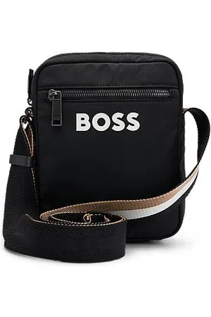 HUGO BOSS Umhängetasche mit kontrastfarbenem Logo und Signature-Streifen-Riemen