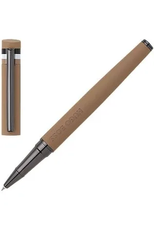 HUGO BOSS Camelfarbener Tintenroller mit Logo-Detail und Signature-Streifen an der Kappe