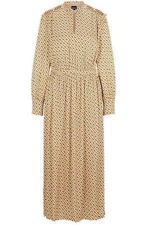 HUGO BOSS Kleid aus Seiden-Mix mit Monogramm-Print