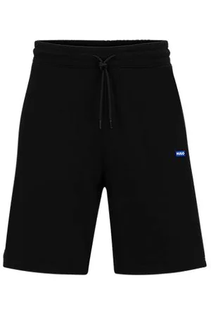 HUGO BOSS Shorts aus Baumwoll-Terry mit Tunnelzug und blauem Logo-Label