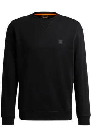 HUGO BOSS Regular-Fit Sweatshirt aus Baumwoll-Terry mit Logo-Aufnäher