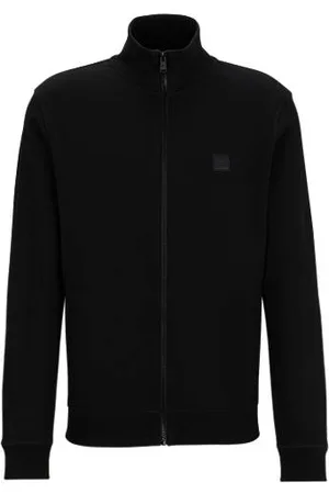 HUGO BOSS Jacke aus Baumwoll-Terry mit Reißverschluss und Logo-Aufnäher