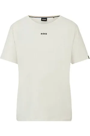 HUGO BOSS Pyjama-Shirt aus elastischem Baumwoll-Jersey mit Logo-Print