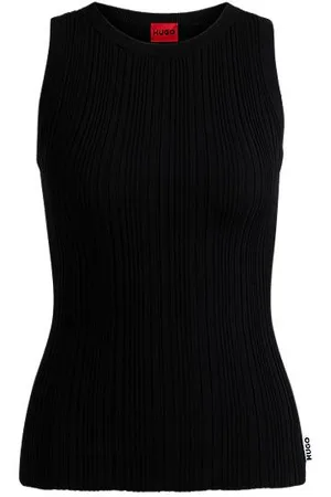 HUGO BOSS Ärmelloses Slim-Fit Top mit unregelmäßiger Rippstruktur