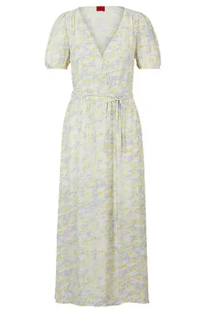 HUGO BOSS Bedrucktes Wickelkleid aus Material-Mix