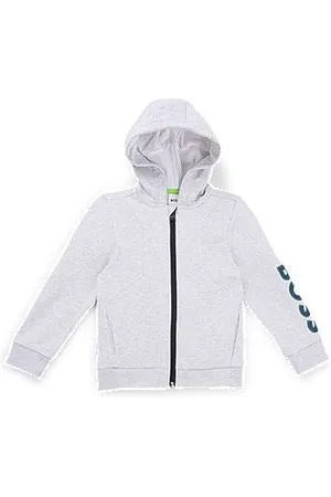 HUGO BOSS Kids-Kapuzenjacke aus Fleece mit Reißverschluss und Logo-Prägung