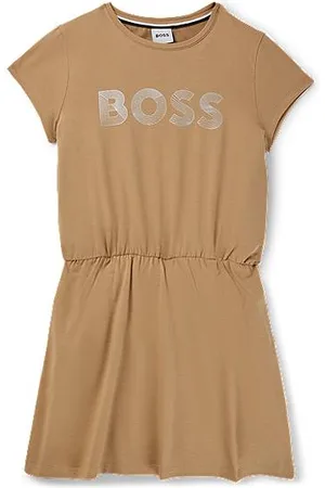 HUGO BOSS Kids-Kleid aus Stretch-Baumwolle mit schimmerndem Logo-Print