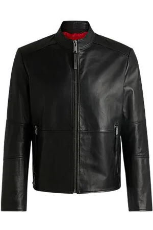 HUGO BOSS Slim-Fit Lederjacke mit Stehkragen