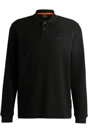 HUGO BOSS Poloshirt aus elastischem Baumwoll-Mix mit Waffelstruktur