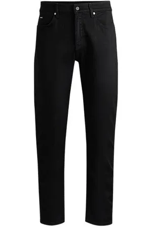 HUGO BOSS Maine Schwarze Regular-Fit Jeans aus besonders softem italienischem Denim