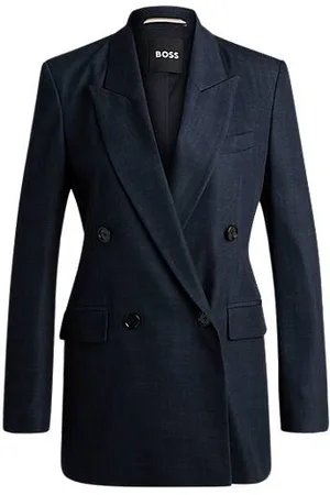 HUGO BOSS Lang geschnittener Regular-Fit Blazer aus Twill in Denim-Optik