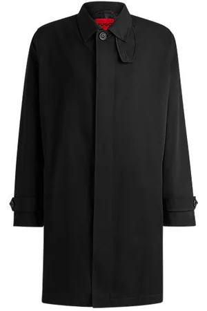 HUGO BOSS Regular-Fit Mantel aus wasserabweisender Gabardine