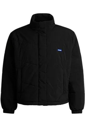 HUGO BOSS Wasserabweisende, wattierte Jacke mit blauem Logo-Label