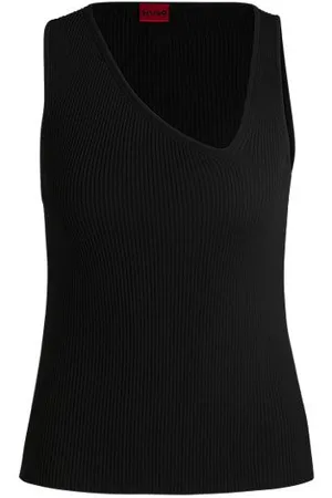 HUGO BOSS Ärmelloses Stricktop mit asymmetrischem V-Ausschnitt