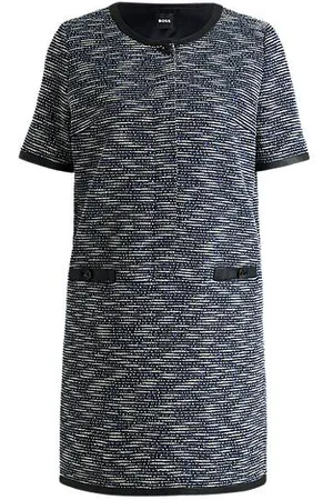 HUGO BOSS Relaxed-Fit Tweed-Kleid aus Baumwoll-Mix