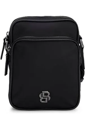 HUGO BOSS Reporter-Tasche aus Twill mit Double-B-Monogramm