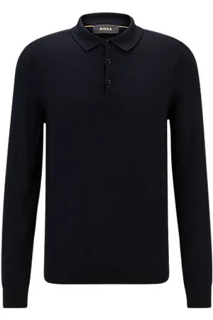 HUGO BOSS Regular-Fit Strick-Poloshirt aus Wolle, Seide und Kaschmir