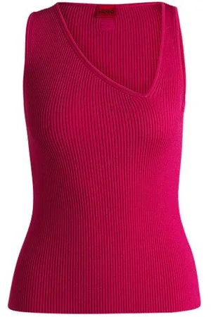 HUGO BOSS Ärmelloses Stricktop mit asymmetrischem V-Ausschnitt