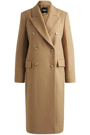 HUGO BOSS Langer Twill-Mantel mit zweireihiger Knopfleiste