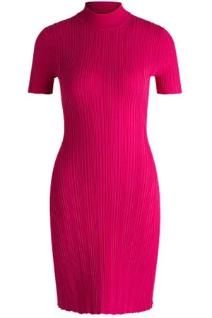 HUGO BOSS Slim-Fit Kleid aus unregelmäßig geripptem Krepp