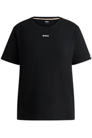 HUGO BOSS Pyjama-Shirt aus elastischem Baumwoll-Jersey mit Logo-Print