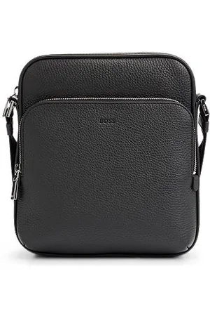 HUGO BOSS Reporter-Tasche aus italienischem Leder mit Logo-Prägung