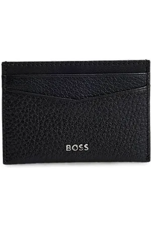 HUGO BOSS Kartenetui aus genarbtem Leder mit metallenem Logo-Schriftzug