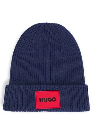 HUGO BOSS Kids-Strickmütze mit rotem Logo-Label