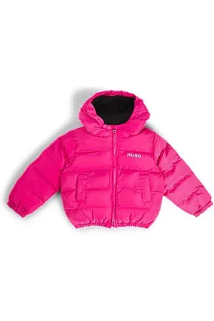 HUGO BOSS Kids-Steppjacke mit Kapuze und schimmerndem Logo-Print
