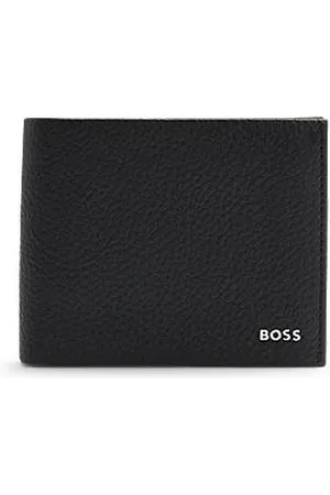 HUGO BOSS Klapp-Geldbörse aus genarbtem Leder mit Logo-Schriftzug