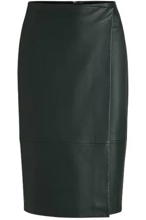 HUGO BOSS Rock aus Leder mit Wickelfront