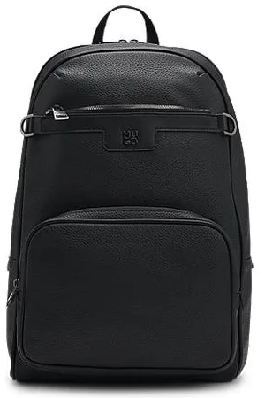 HUGO BOSS Rucksack aus genarbtem Kunstleder mit Stack-Logo-Detail