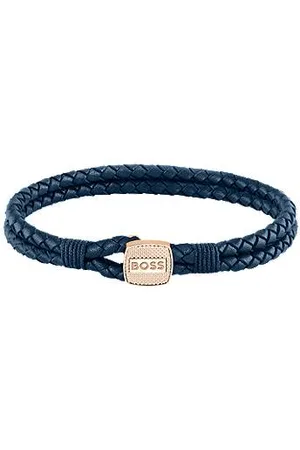 HUGO BOSS Geflochtenes Leder-Armband in mit goldfarbenem Verschluss