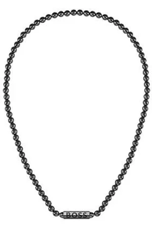 HUGO BOSS Halskette mit Perlen und achteckigem Logo-Verschluss