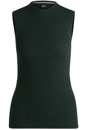 HUGO BOSS Ärmelloses Ripp-Top mit Glitzer-Effekt