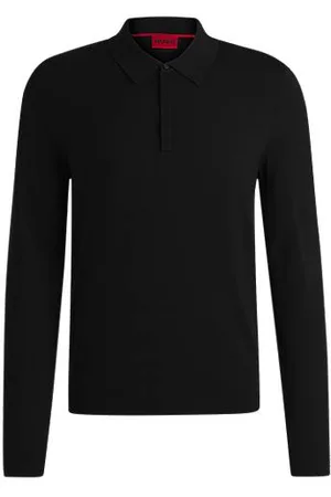 HUGO BOSS Gestricktes Slim-Fit Poloshirt mit verdeckter Knopfleiste